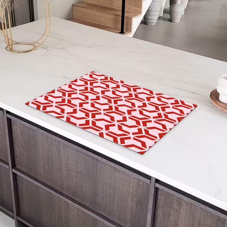Roze - Rood - Geometrisch - Patroon Inductie beschermer vinyl 3mm klein 276 -sfeer8
