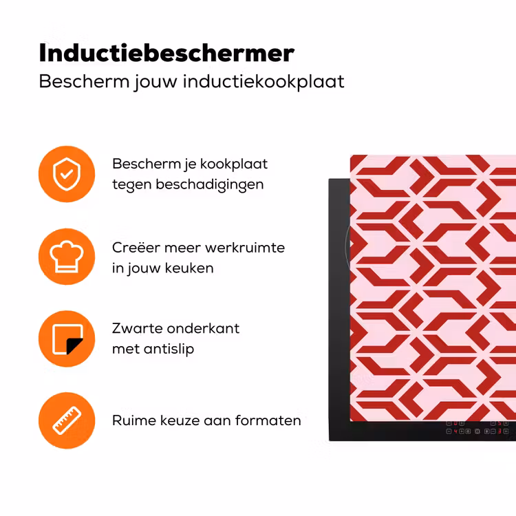 Roze - Rood - Geometrisch - Patroon Inductie beschermer vinyl 3mm klein 276 -zzzzzzz-td-ups