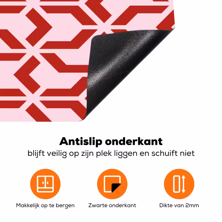 Roze - Rood - Geometrisch - Patroon Inductie beschermer vinyl 3mm klein 276 -zzzzzzz-td-onderkant