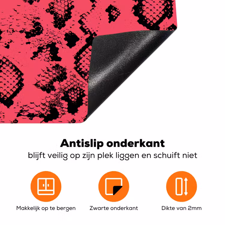 Roze - Slang - Motief Inductie beschermer vinyl 3mm klein 276 -zzzzzzz-td-onderkant