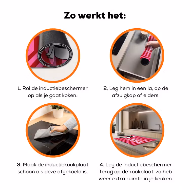 Roze - Strepen - Koffie - Maandag Inductie beschermer vinyl 3mm klein -zzzzzzz-td-werking