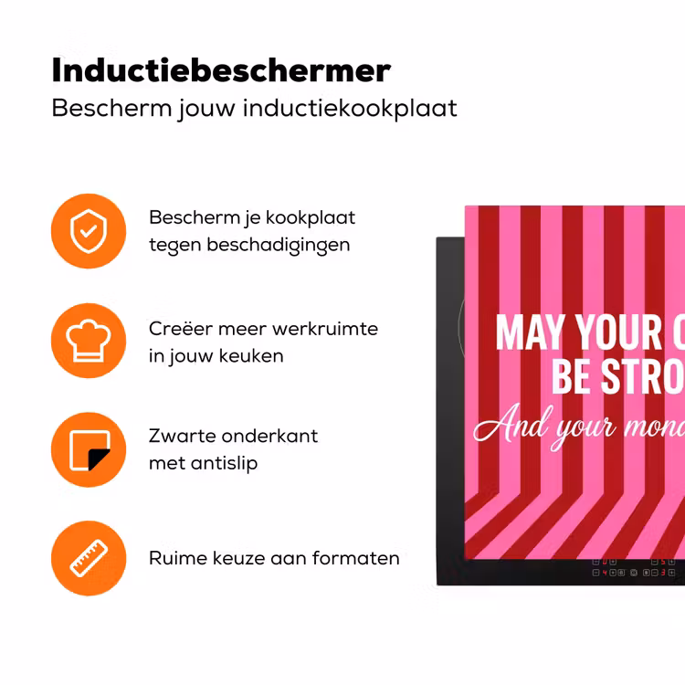 Roze - Strepen - Koffie - Maandag Inductie beschermer vinyl 3mm klein -zzzzzzz-td-ups