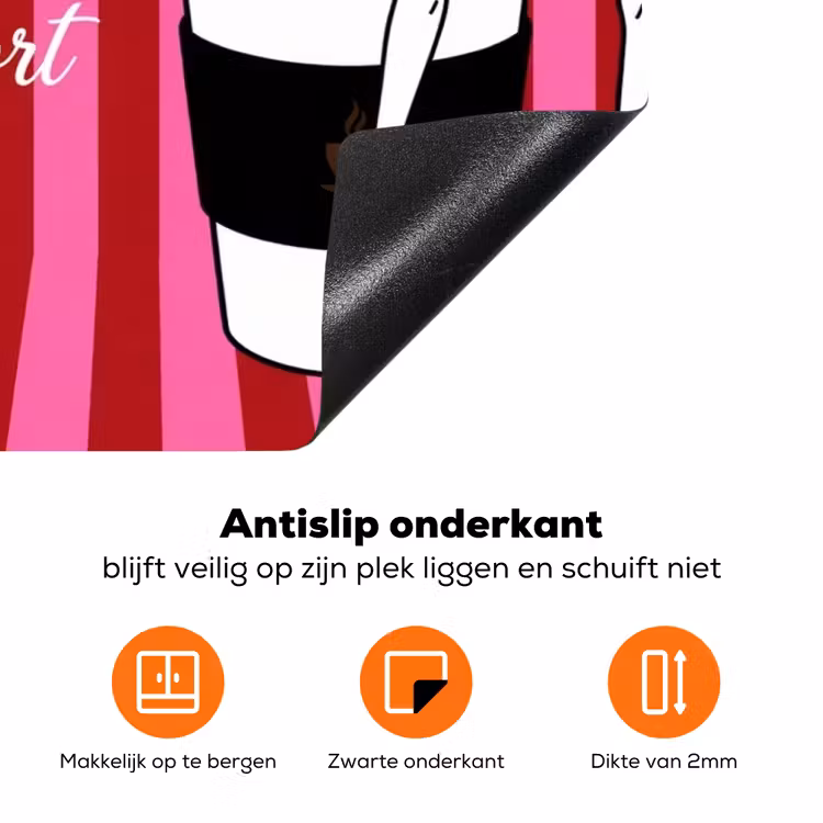 Roze - Strepen - Koffie - Maandag Inductie beschermer vinyl 3mm klein -zzzzzzz-td-onderkant