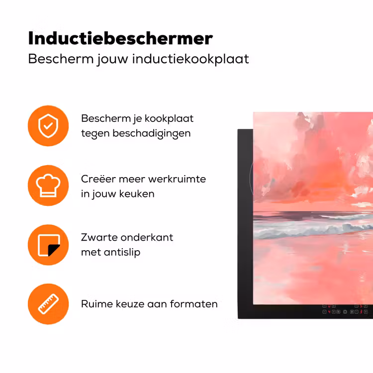 Roze - Surfen - Zee Inductie beschermer vinyl 3mm klein -zzzzzzz-td-ups