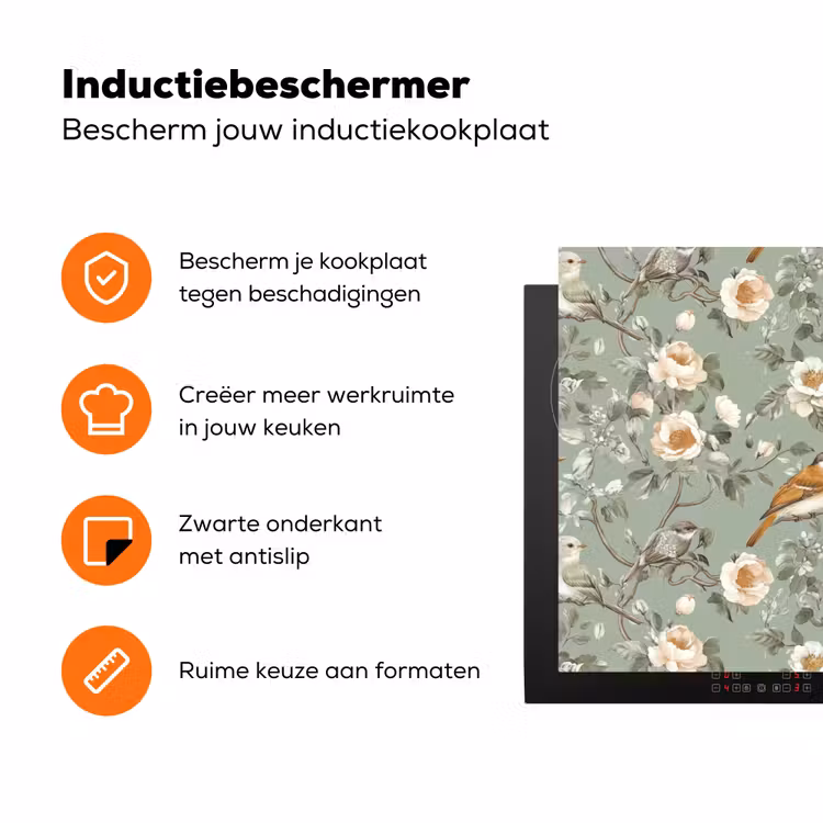 Roze - Vogels - Kleurrijk Inductie beschermer vinyl 3mm klein 276 -zzzzzzz-td-ups