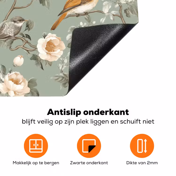 Roze - Vogels - Kleurrijk Inductie beschermer vinyl 3mm klein 276 -zzzzzzz-td-onderkant