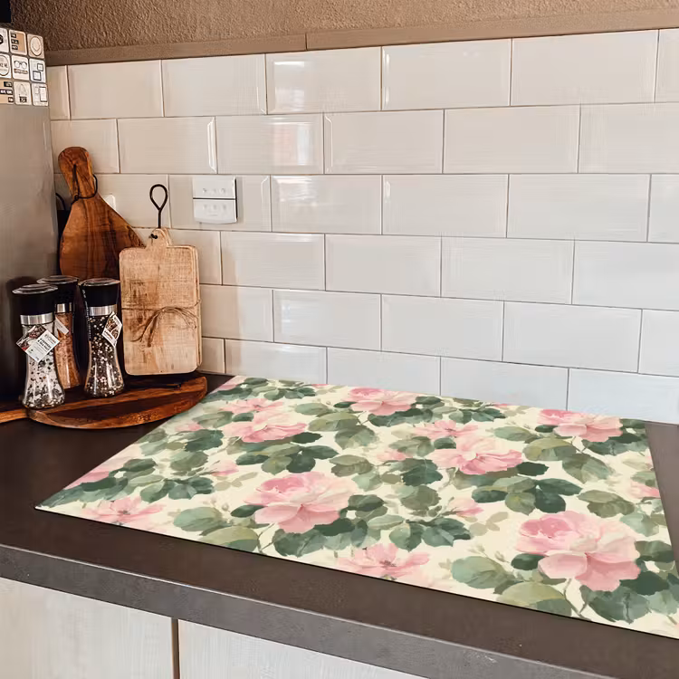 Rozen - Botanisch - Roze Inductie beschermer vinyl 3mm klein 276 -sfeer3