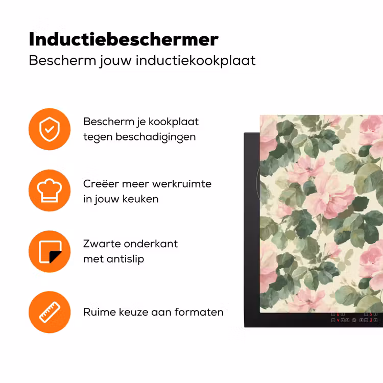 Rozen - Botanisch - Roze Inductie beschermer vinyl 3mm klein 276 -zzzzzzz-td-ups