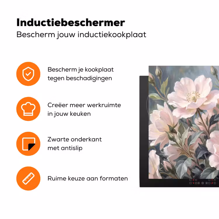 Rozen - Illustratie - Roze Inductie beschermer vinyl 3mm klein -zzzzzzz-td-ups