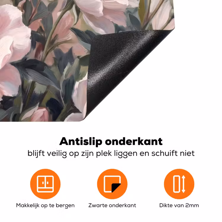 Rozen - Illustratie - Roze Inductie beschermer vinyl 3mm klein -zzzzzzz-td-onderkant