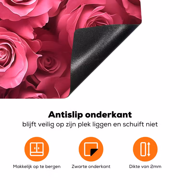 Rozen - Pink - Bloem Inductie beschermer vinyl 3mm klein -zzzzzzz-td-onderkant