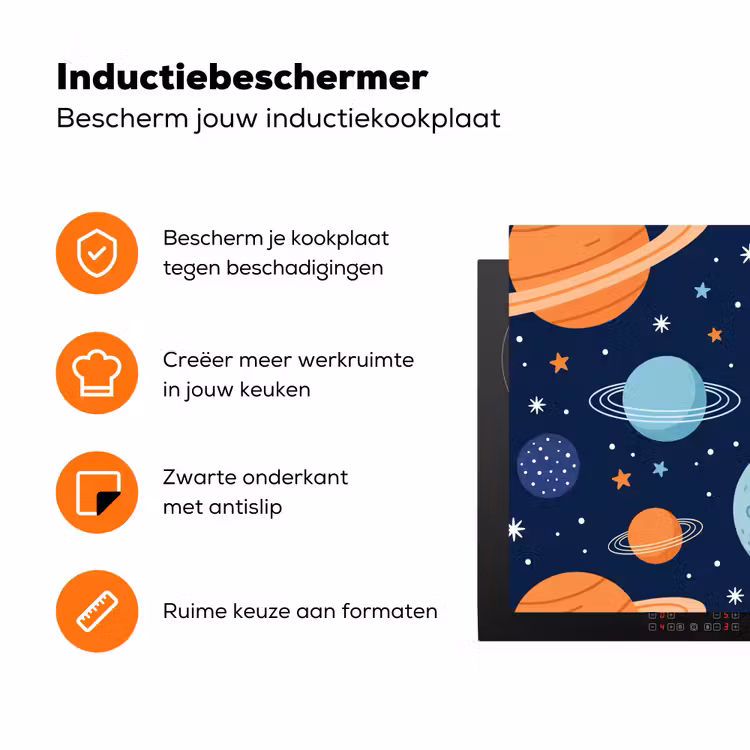 Ruimte - Planeten - Kleurrijk Inductie beschermer vinyl 3mm klein -zzzzzzz-td-ups