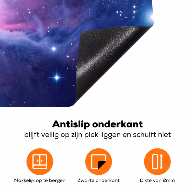 Ruimte - Sterren - Kleurrijk Inductie beschermer vinyl 3mm klein -zzzzzzz-td-onderkant