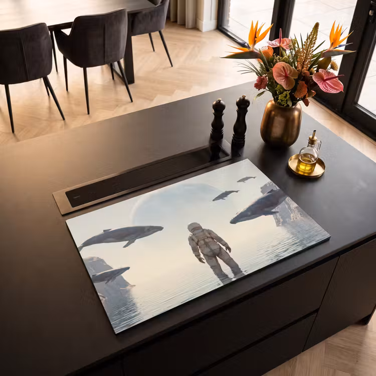 Inductiebeschermer - Ruimtevaarder - Walvis - Fantasie - Ruimtevaarder - Walvis - Fantasie Inductie beschermer vinyl 3mm klein