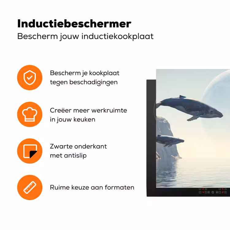 Inductiebeschermer - Ruimtevaarder - Walvis - Fantasie - Ruimtevaarder - Walvis - Fantasie Inductie beschermer vinyl 3mm klein