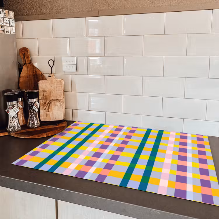 Ruit - Patroon - Kleurrijk Inductie beschermer vinyl 3mm klein 276 -sfeer3