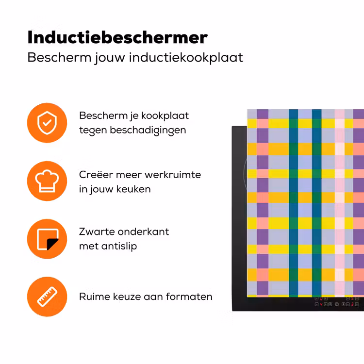 Ruit - Patroon - Kleurrijk Inductie beschermer vinyl 3mm klein 276 -zzzzzzz-td-ups