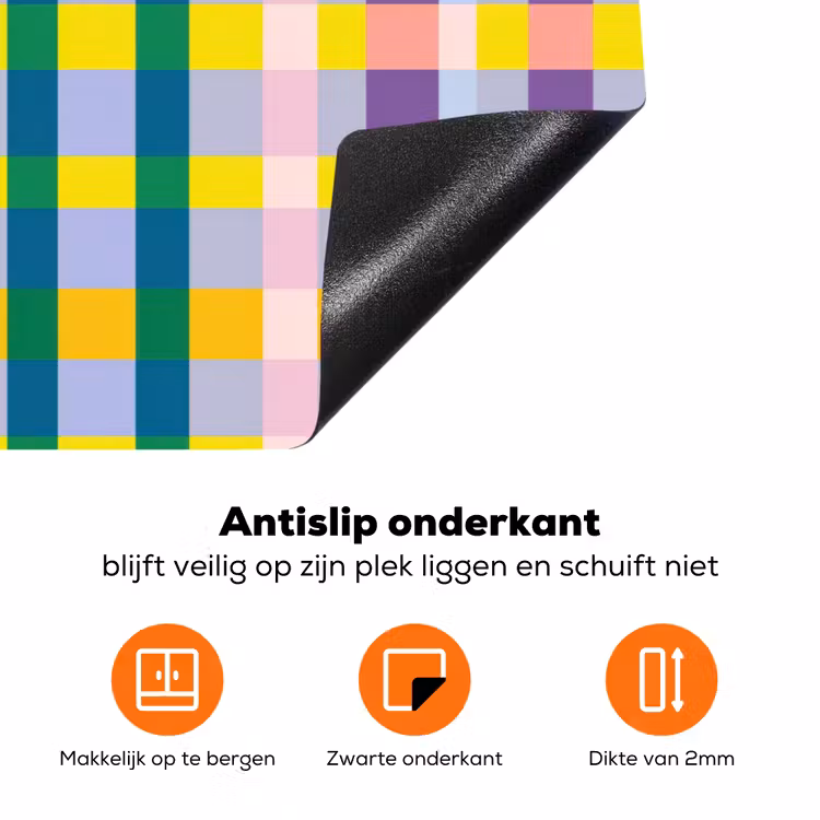 Ruit - Patroon - Kleurrijk Inductie beschermer vinyl 3mm klein 276 -zzzzzzz-td-onderkant