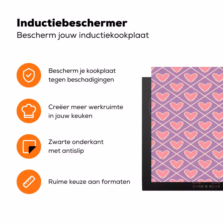 Ruit - Patroon - Paars - Hartjes Inductie beschermer vinyl 3mm klein 276 -zzzzzzz-td-ups