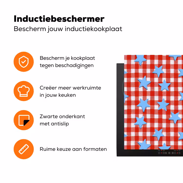 Ruit - Sterren - Rood Inductie beschermer vinyl 3mm klein 276 -zzzzzzz-td-ups