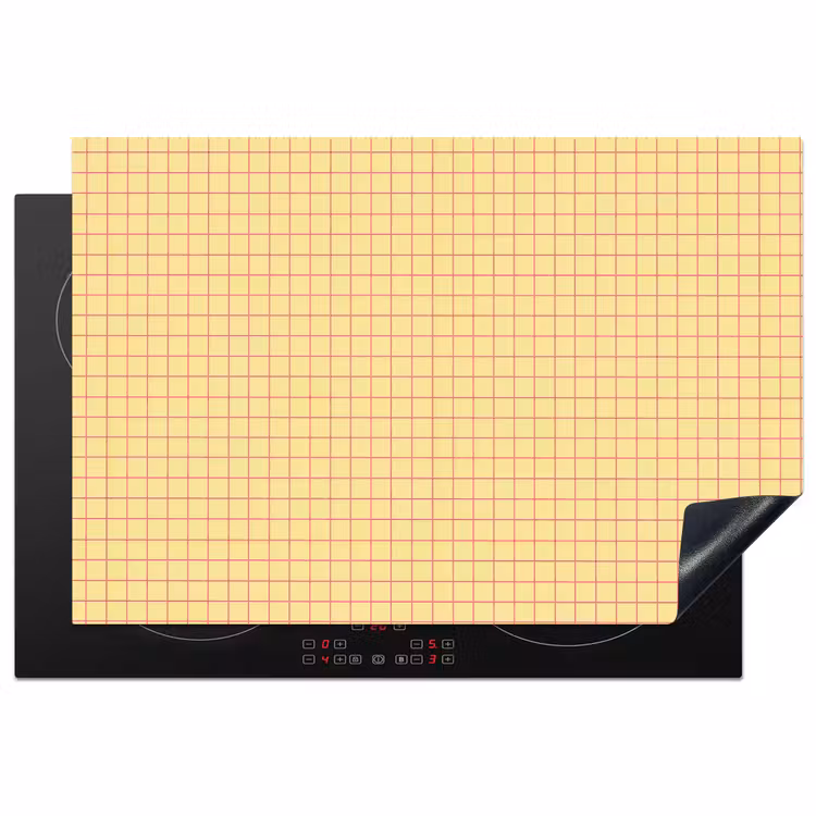 Ruitjes - Grid - Minimalistisch - Geel - Roze Inductie beschermer vinyl 3mm klein 276 -3d