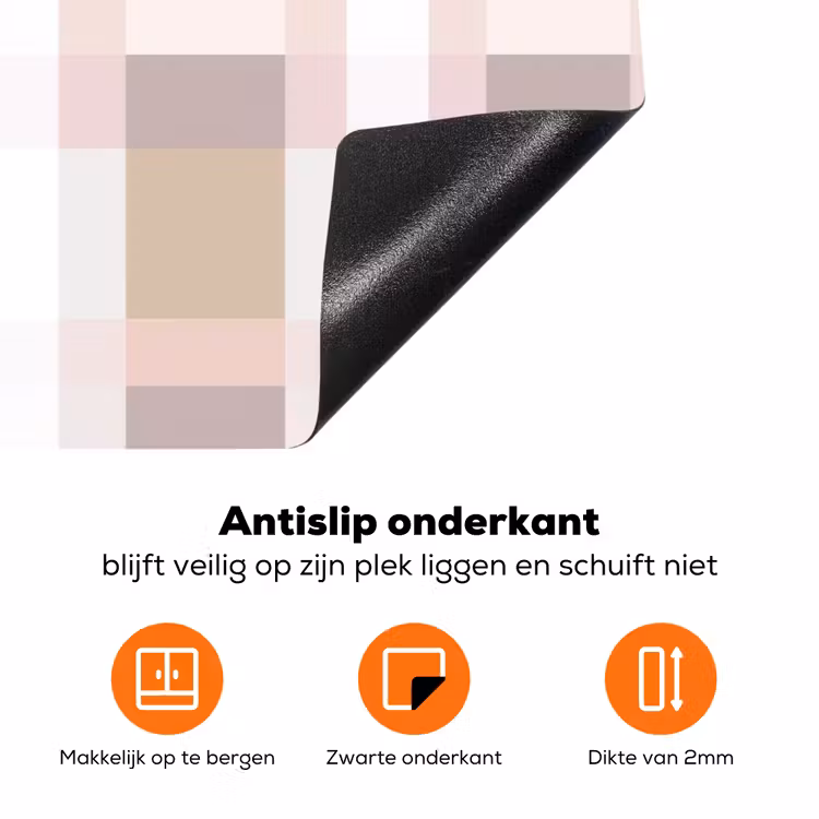 Ruitpatroon - Aardetinten - Minimalistisch Inductie beschermer vinyl 3mm klein 276 -zzzzzzz-td-onderkant
