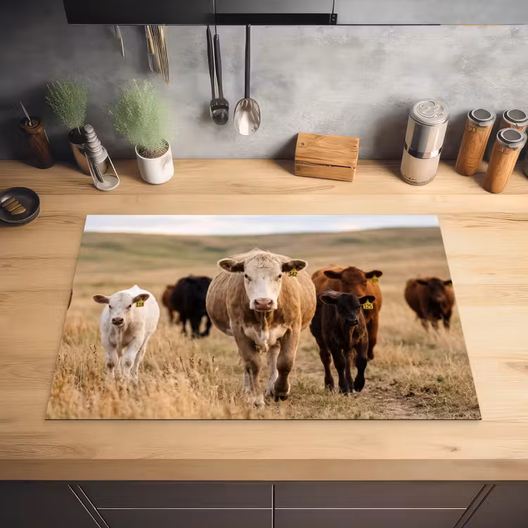 Runderen - Kudde - Landschap - Weide - Rustig Inductie beschermer vinyl 3mm klein -sfeer5