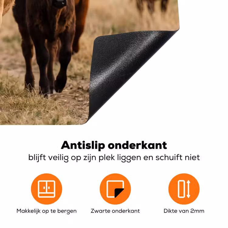 Runderen - Kudde - Landschap - Weide - Rustig Inductie beschermer vinyl 3mm klein -zzzzzzz-td-onderkant