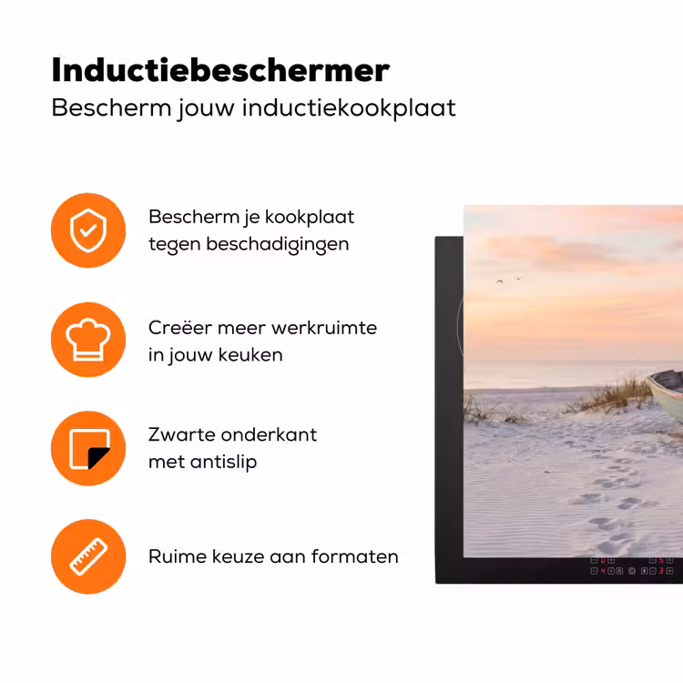 Rustiek - Roeiboot - Zandstrand Inductie beschermer vinyl 3mm klein -zzzzzzz-td-ups