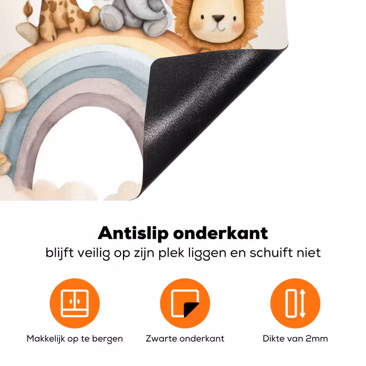Safari - Regenboog - Kleurrijk Inductie beschermer vinyl 3mm klein 276 -zzzzzzz-td-onderkant