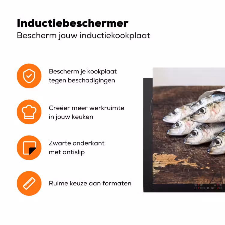 Inductiebeschermer - Sardientje - krant - snijplank - Sardientje - krant - snijplank Inductie beschermer vinyl 3mm klein