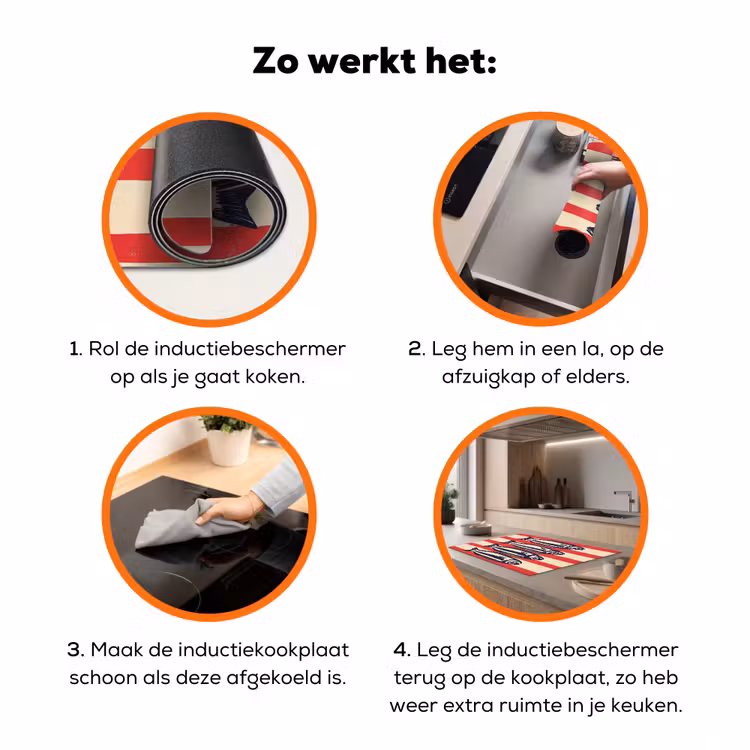 Sardines - Rood en beige strepen Inductie beschermer vinyl 3mm klein -zzzzzzz-td-werking