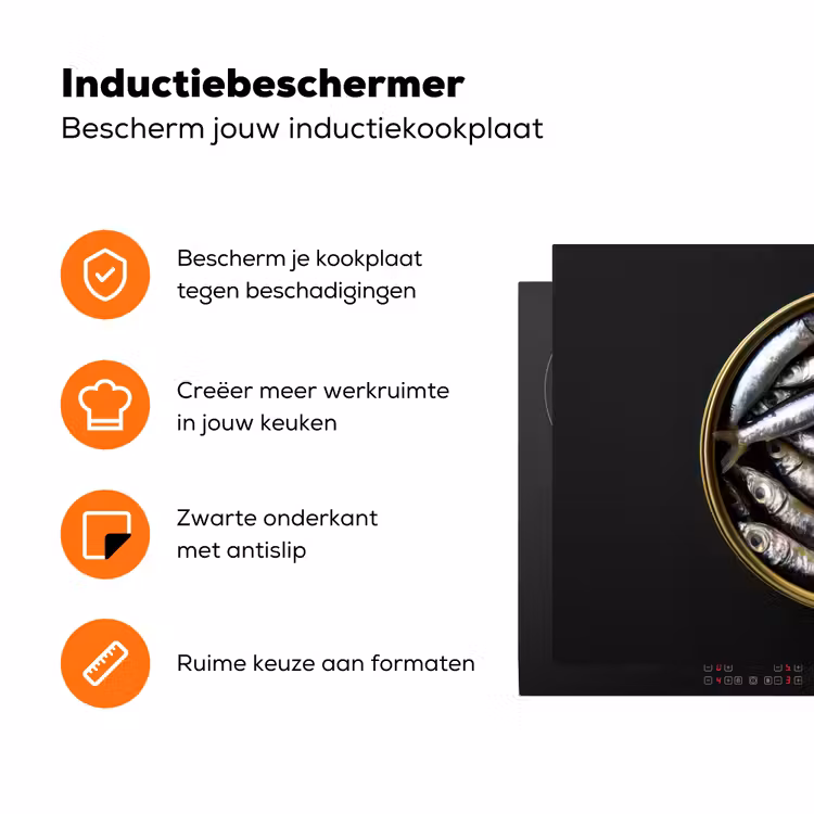 Sardines - Vissen - Rond - Zwart Inductie beschermer vinyl 3mm klein -zzzzzzz-td-ups