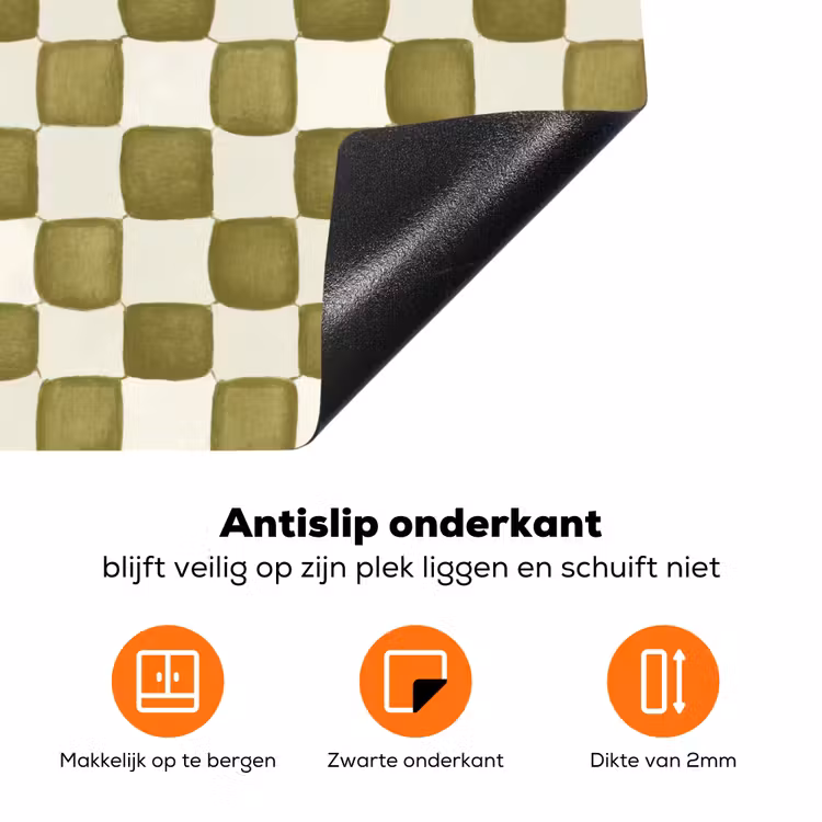 Schaak - Patroon - Groen Inductie beschermer vinyl 3mm klein 276 -zzzzzzz-td-onderkant