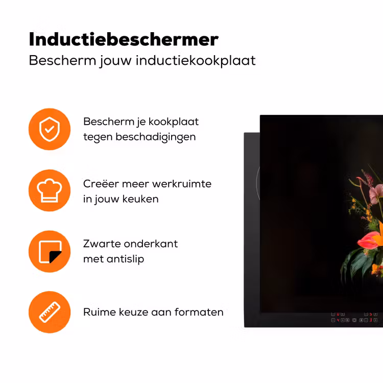 Schaal - Boeket - Bloemen Inductie beschermer vinyl 3mm klein -zzzzzzz-td-ups