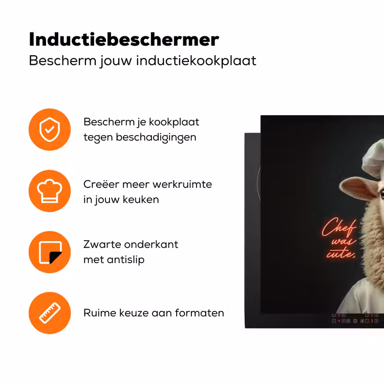 Schaap - Kokskleding - Neon - Quote Inductie beschermer vinyl 3mm klein -zzzzzzz-td-ups