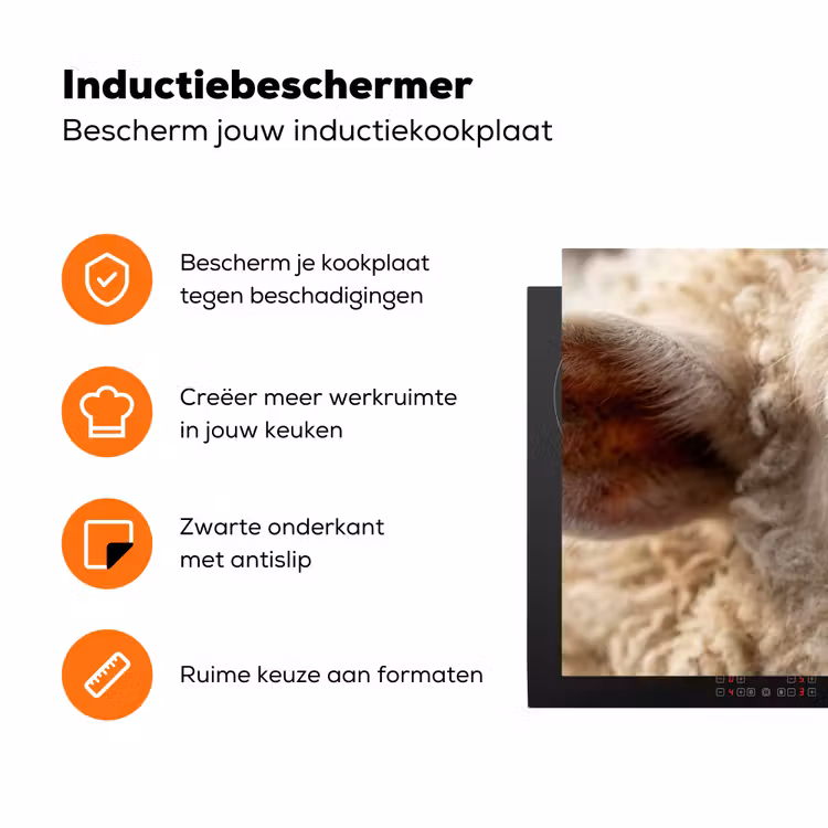 Schaap - Oog - Wit Inductie beschermer vinyl 3mm klein -zzzzzzz-td-ups