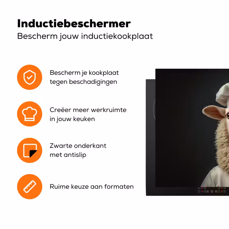 Schaap - Wol - Kok Inductie beschermer vinyl 3mm klein -zzzzzzz-td-ups