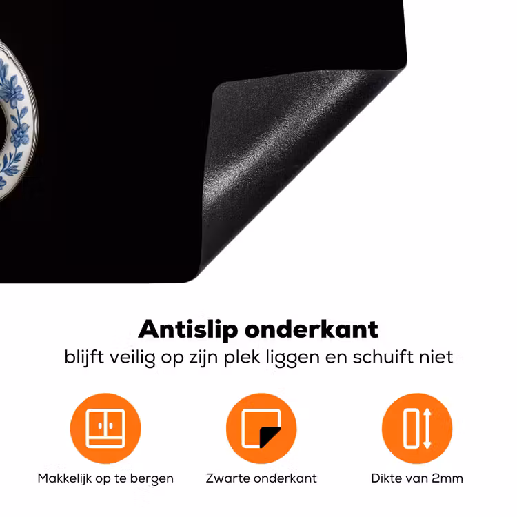 Schaar - Delfts blauw - Zwart Inductie beschermer vinyl 3mm klein -zzzzzzz-td-onderkant