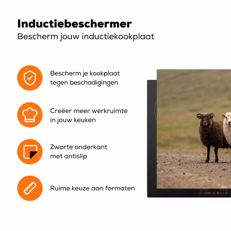 Schapen - Bruin - Wit - Grindpad Inductie beschermer vinyl 3mm klein -zzzzzzz-td-ups