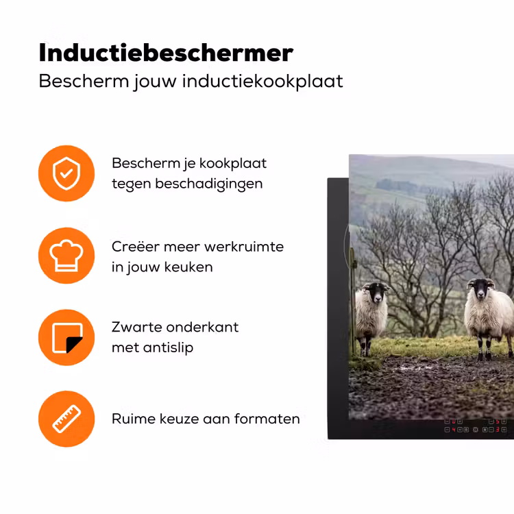 Schapen - Rij - Weide - Dieren - Platteland Inductie beschermer vinyl 3mm klein -zzzzzzz-td-ups