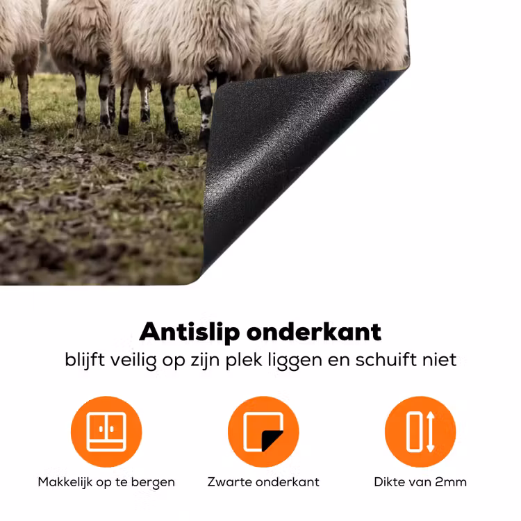 Schapen - Rij - Weide - Dieren - Platteland Inductie beschermer vinyl 3mm klein -zzzzzzz-td-onderkant