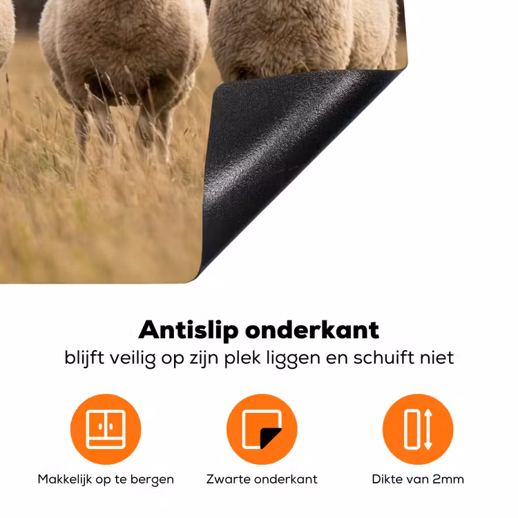 Schapen - Weidenlandschap - Heuvels Inductie beschermer vinyl 3mm klein -zzzzzzz-td-onderkant