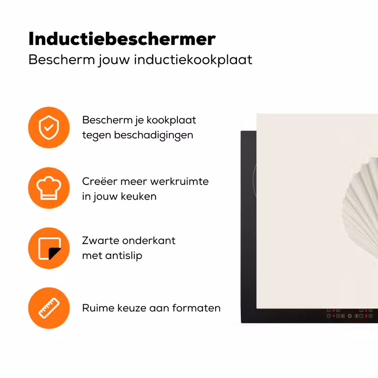 Schelp - Minimalistisch - Wit Inductie beschermer vinyl 3mm klein -zzzzzzz-td-ups