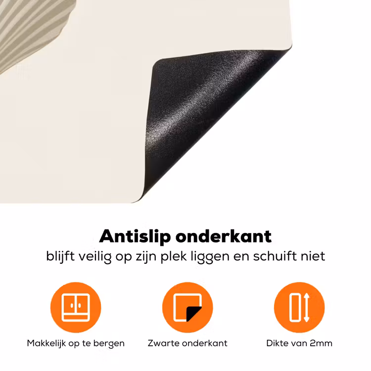 Schelp - Minimalistisch - Wit Inductie beschermer vinyl 3mm klein -zzzzzzz-td-onderkant