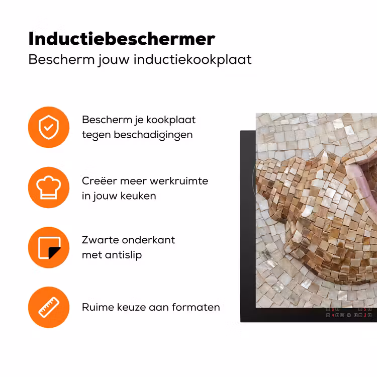 Schelp - Mozaïek - Zee - Beige - Modern Inductie beschermer vinyl 3mm klein -zzzzzzz-td-ups