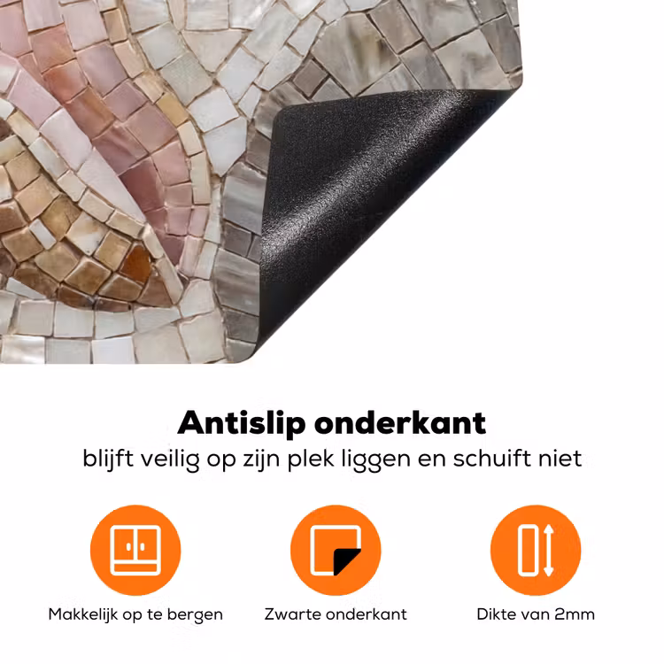 Schelp - Mozaïek - Zee - Beige - Modern Inductie beschermer vinyl 3mm klein -zzzzzzz-td-onderkant
