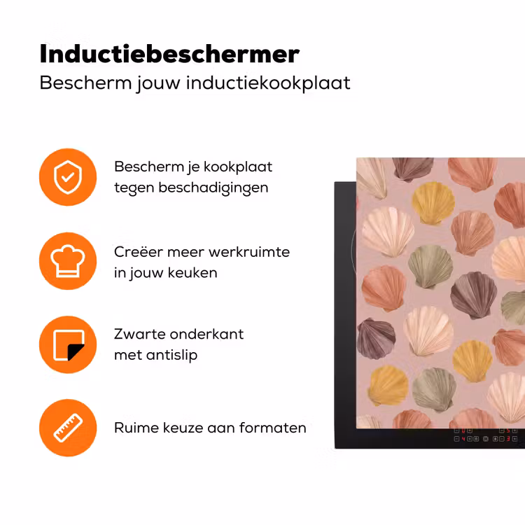 Schelp - Patroon - Zee - Aquarel - Aardetinten Inductie beschermer vinyl 3mm klein -zzzzzzz-td-ups