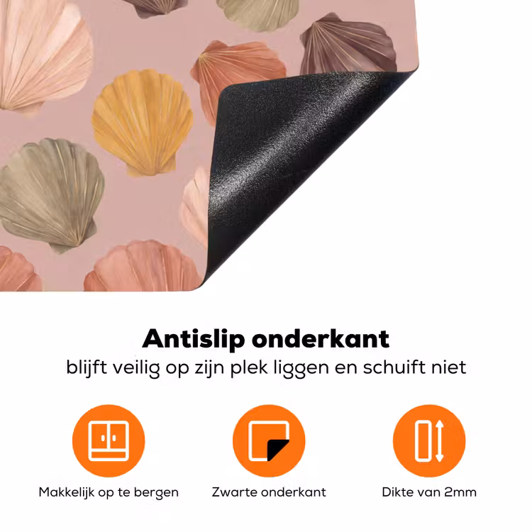 Schelp - Patroon - Zee - Aquarel - Aardetinten Inductie beschermer vinyl 3mm klein -zzzzzzz-td-onderkant