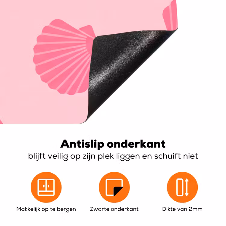 Schelp - Patroon - Zee - Modern - Roze Inductie beschermer vinyl 3mm klein -zzzzzzz-td-onderkant